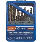 Набор сверл по металлу с кобальтом 5ти-проц. в метал. коробке; 1-10мм (через 05мм) 19шт Profi Cutop 48-602