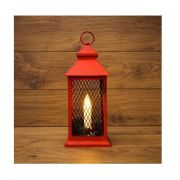Фонарь декоративный 13.5х13.5х30.5см тепл. бел. со свечкой корпус красн. Neon-Night 513-041