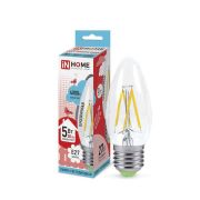 Лампа светодиодная LED-СВЕЧА-deco 5Вт свеча прозрачная 4000К нейтр. бел. E27 450лм 230В IN HOME 4690612007595
